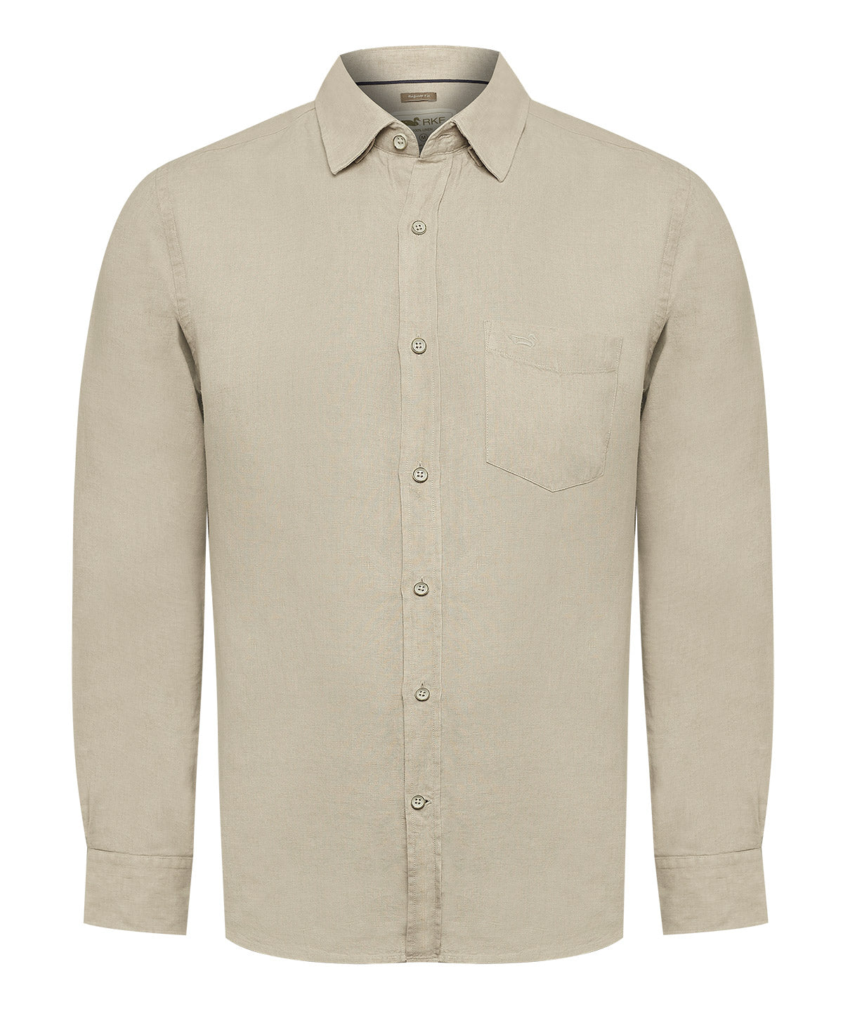 Camisa Lino Hombre Linen Beige Rockford
