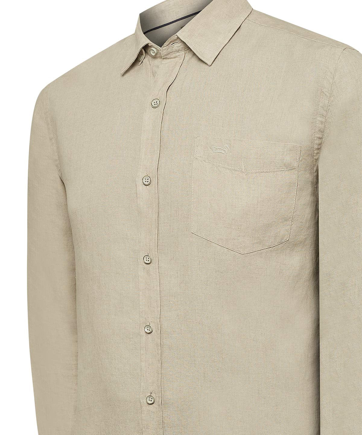 Camisa Lino Hombre Linen Beige Rockford