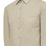 Camisa Lino Hombre Linen Beige Rockford