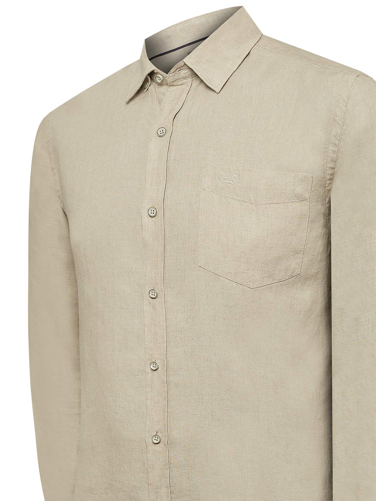 Camisa Lino Hombre Linen Beige Rockford