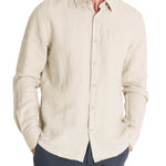 Camisa Lino Hombre Linen Beige Rockford