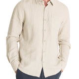Camisa Lino Hombre Linen Beige Rockford