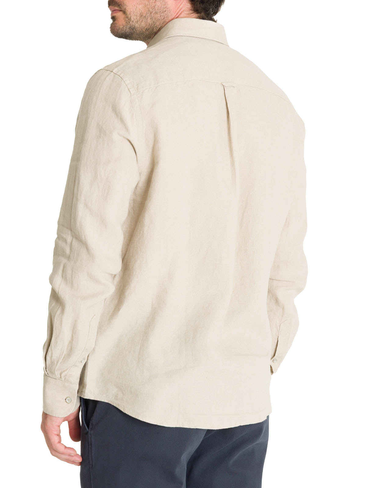 Camisa Lino Hombre Linen Beige Rockford