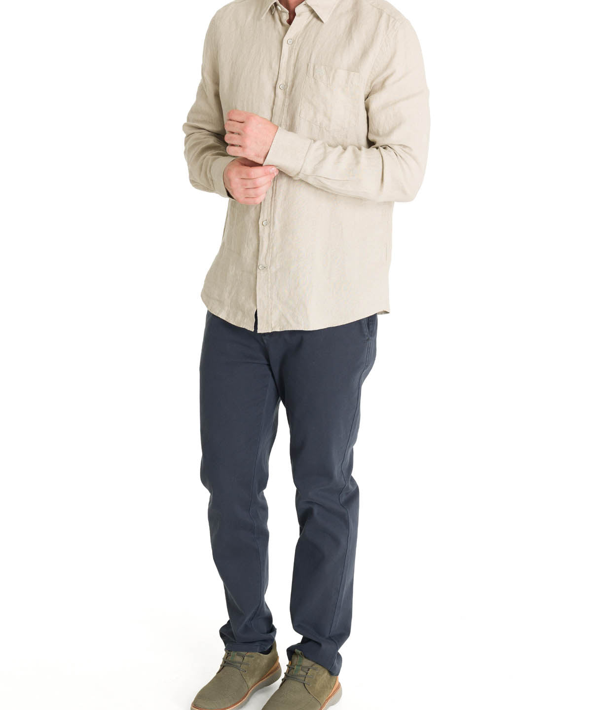 Camisa Lino Hombre Linen Beige Rockford