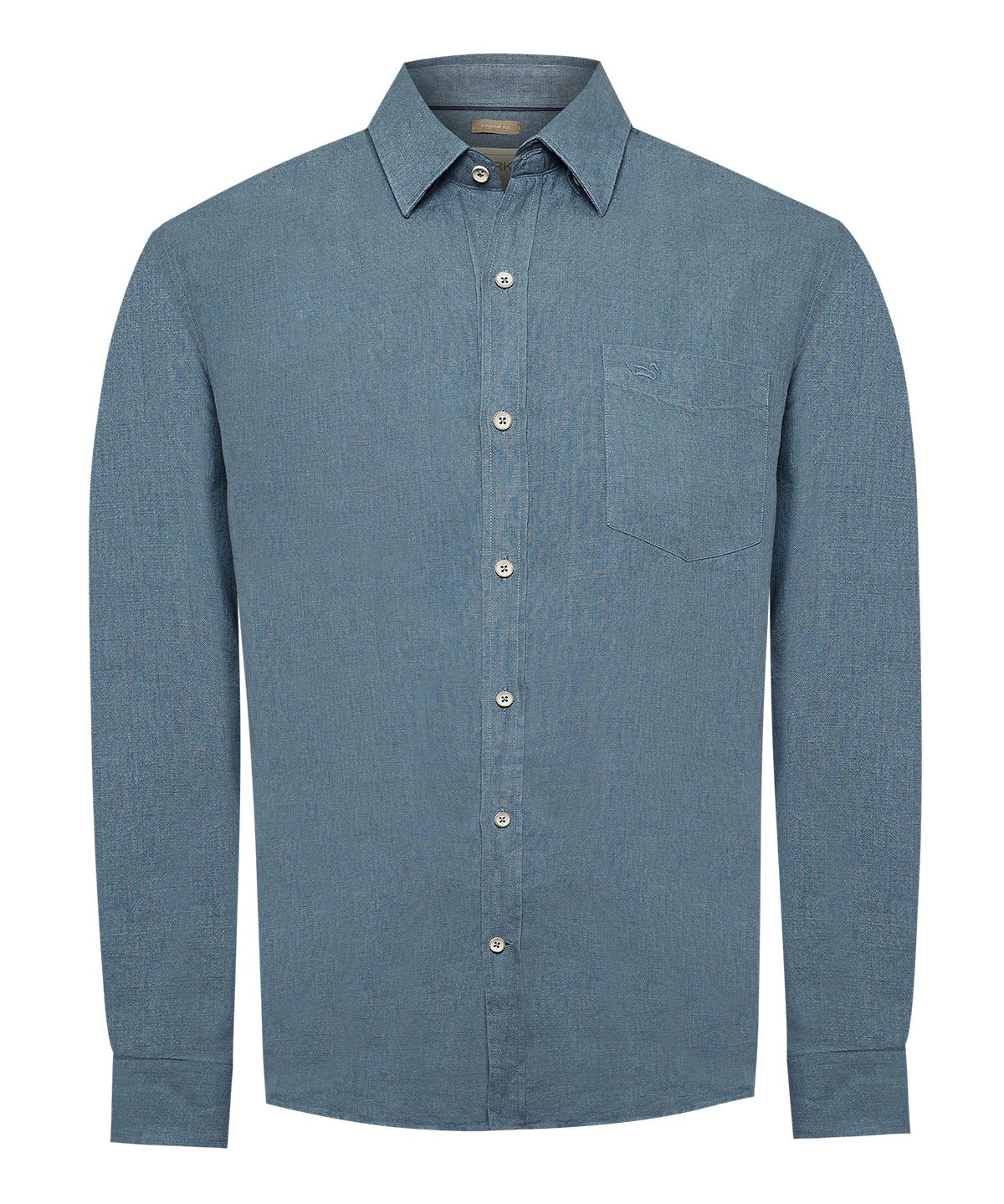 Camisa Lino Hombre Linen Azul Rockford