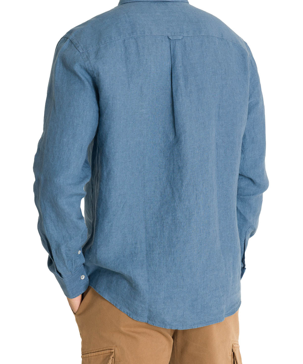 Camisa Lino Hombre Linen Azul Rockford
