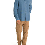 Camisa Lino Hombre Linen Azul Rockford