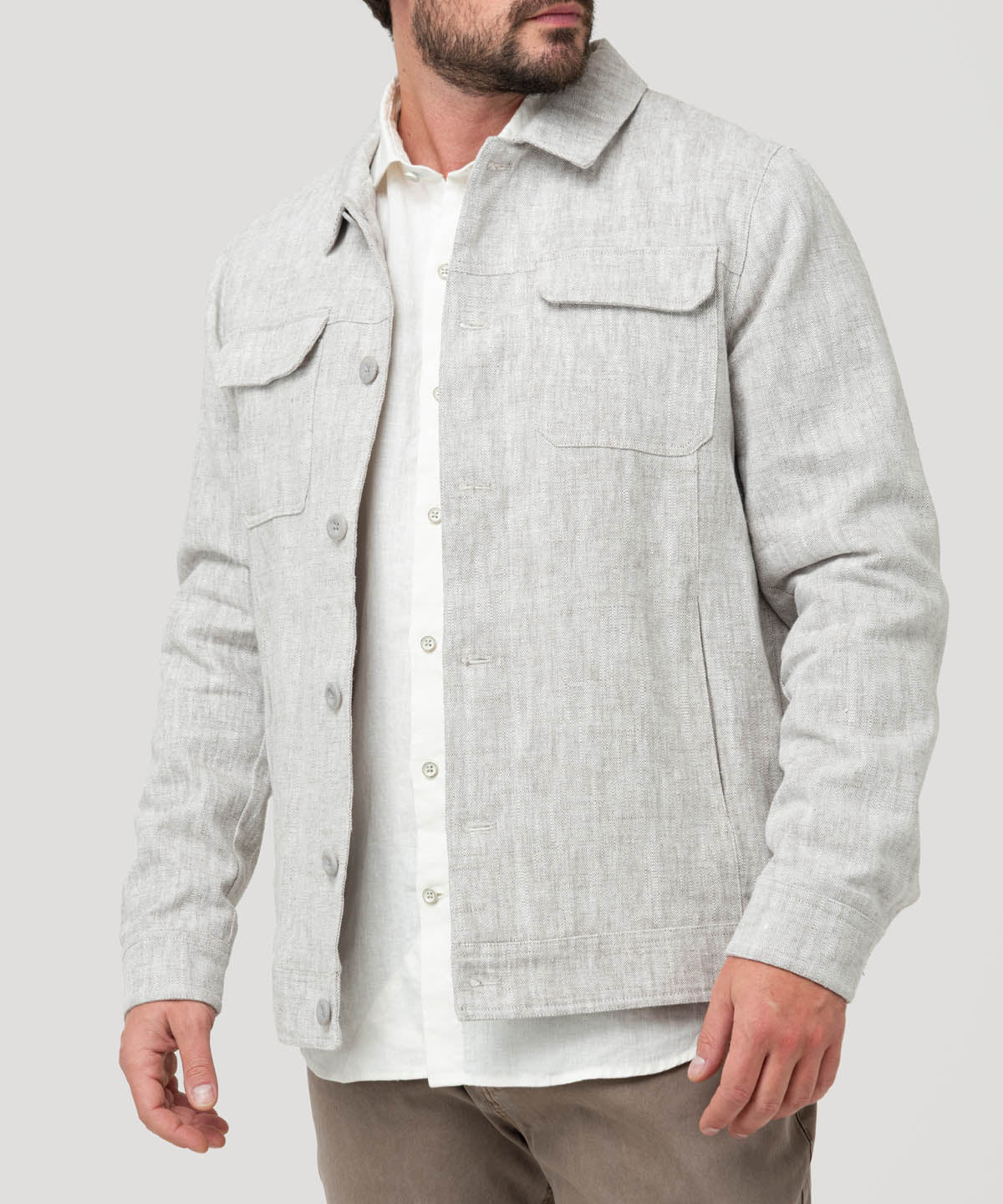 Chaqueta Lino Hombre Toscana Beige Rockford