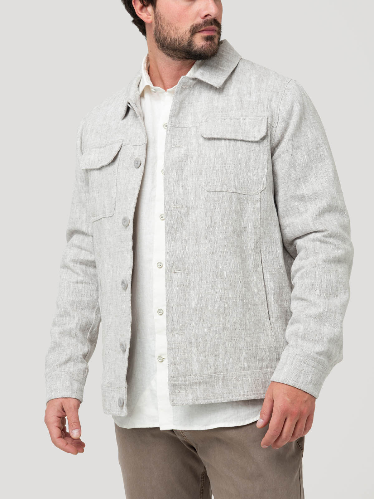 Chaqueta Lino Hombre Toscana Beige Rockford