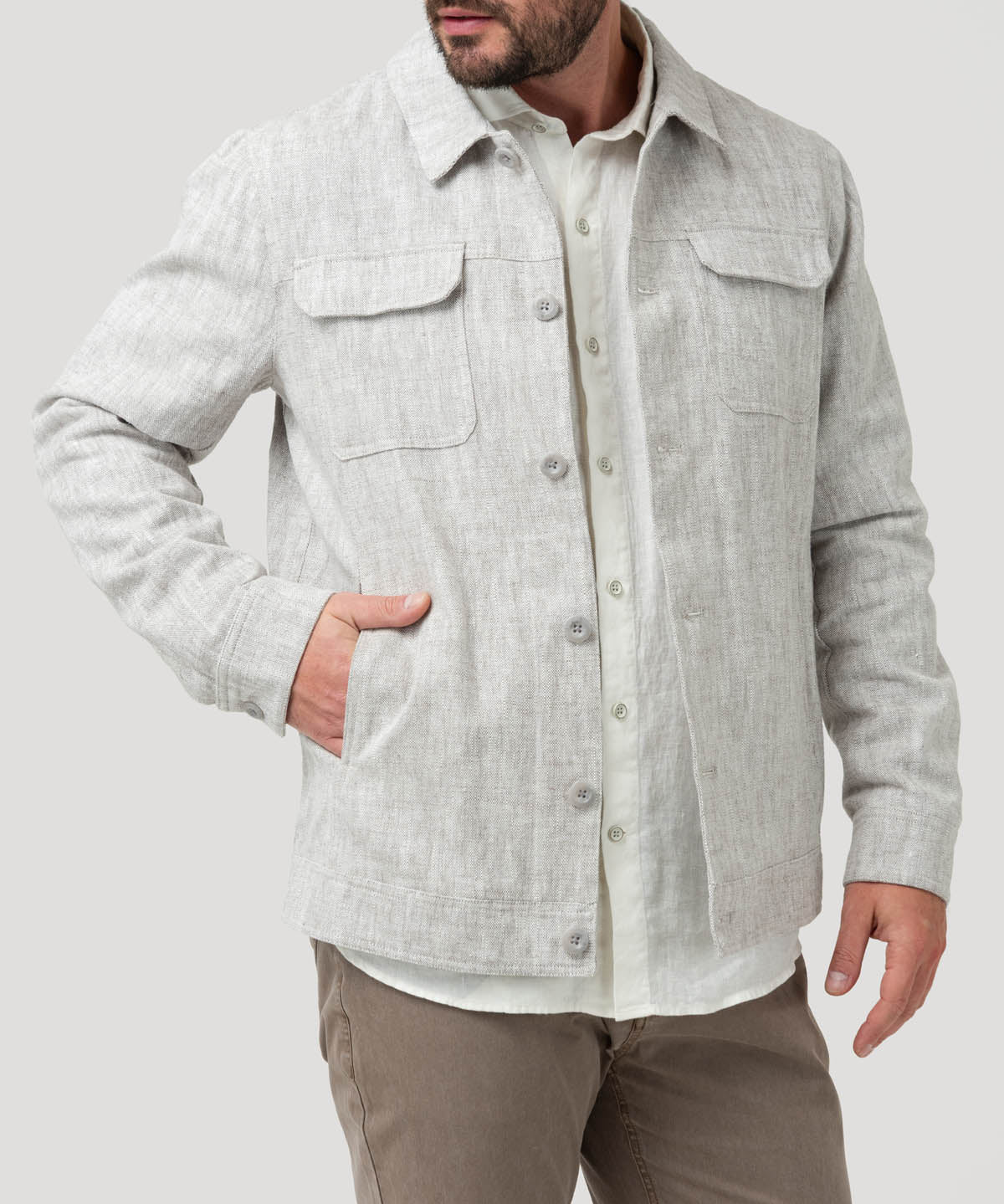 Chaqueta Lino Hombre Toscana Beige Rockford