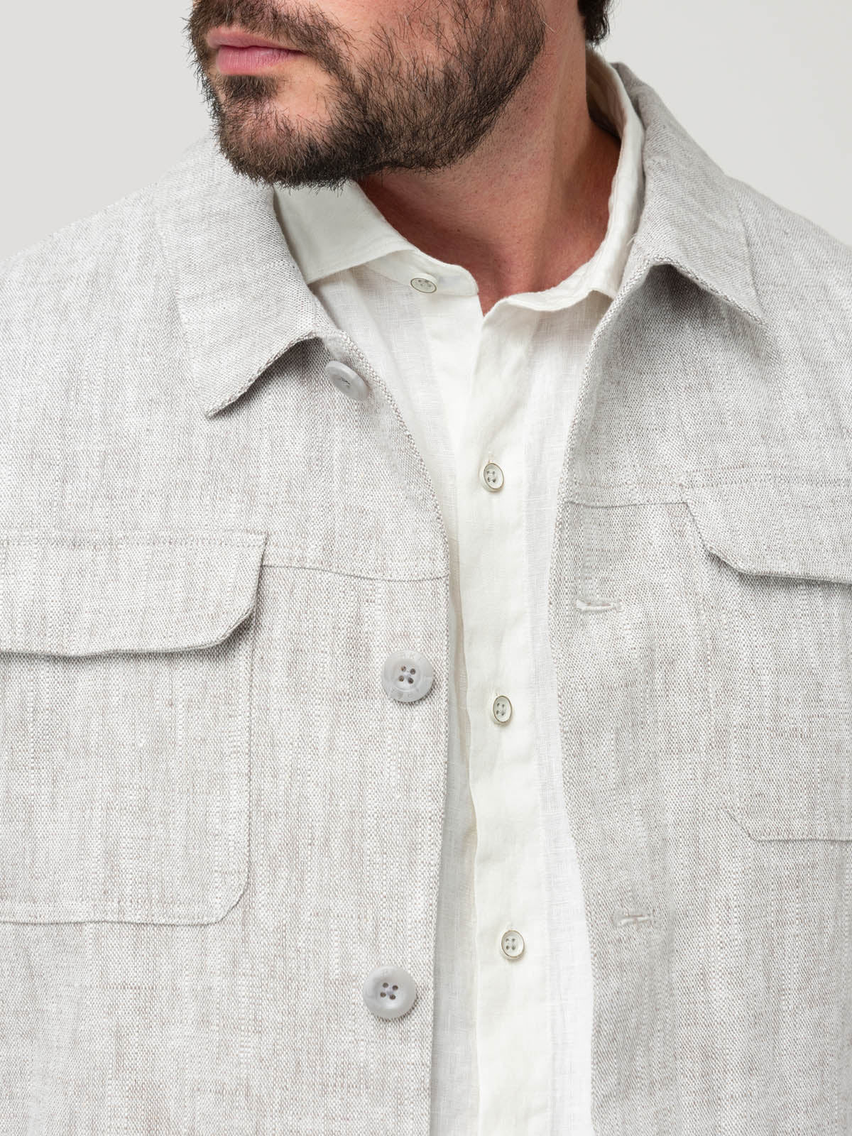 Chaqueta Lino Hombre Toscana Beige Rockford