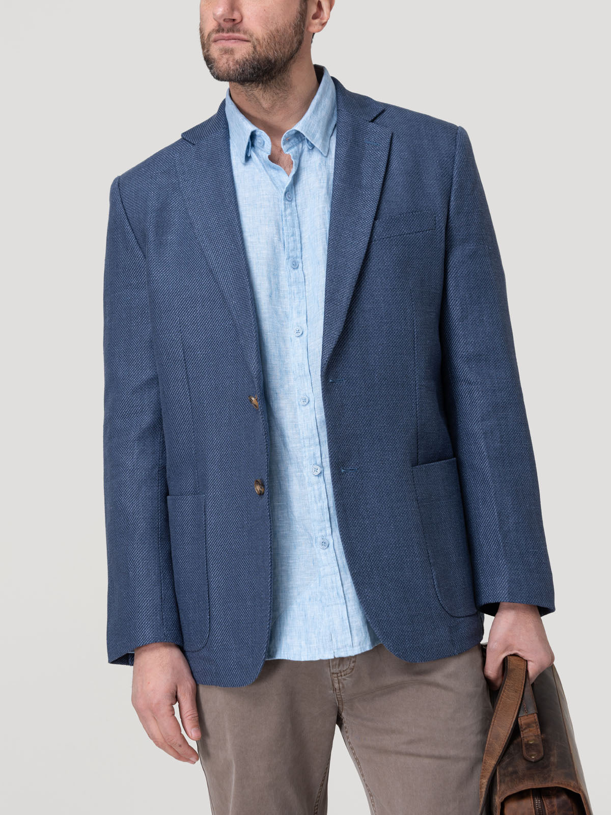 Chaqueta Lino Orgánico Hombre Salento Azul Rockford