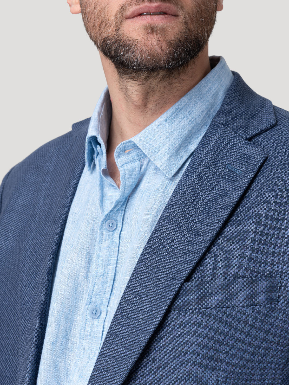Chaqueta Lino Orgánico Hombre Salento Azul Rockford