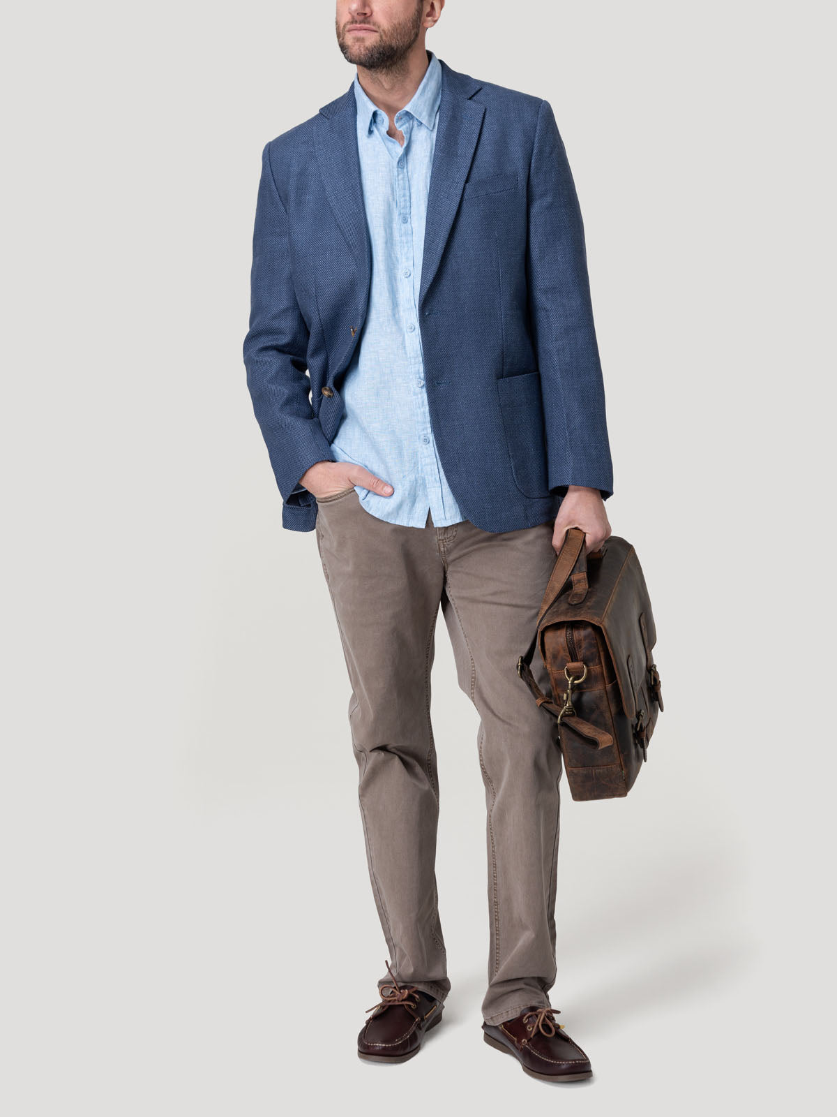 Chaqueta Lino Orgánico Hombre Salento Azul Rockford
