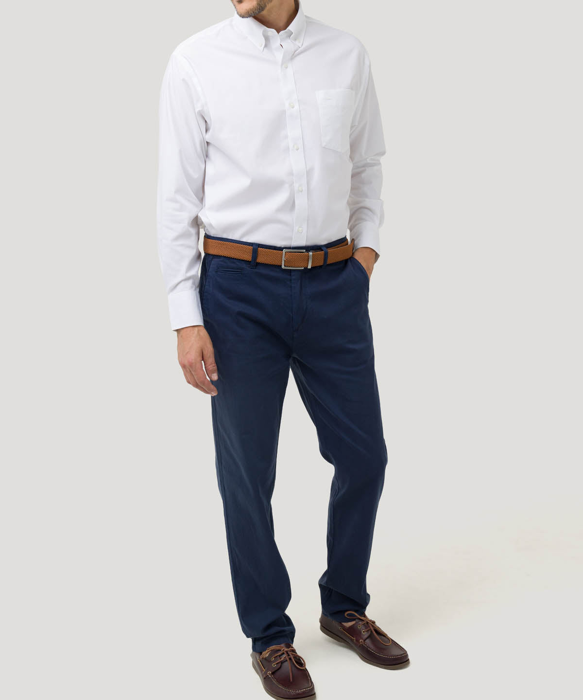 Camisa Libre De Arrugas Hombre Wor Cuello Button-Down Blanco Rockford