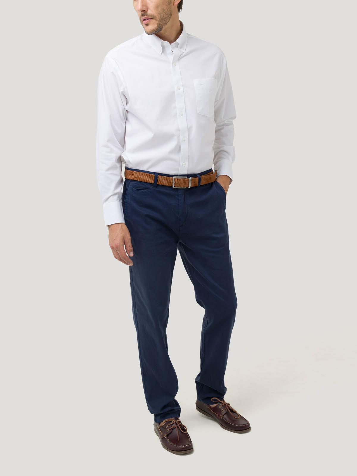 Camisa Libre De Arrugas Hombre Wor Cuello Button-Down Blanco Rockford