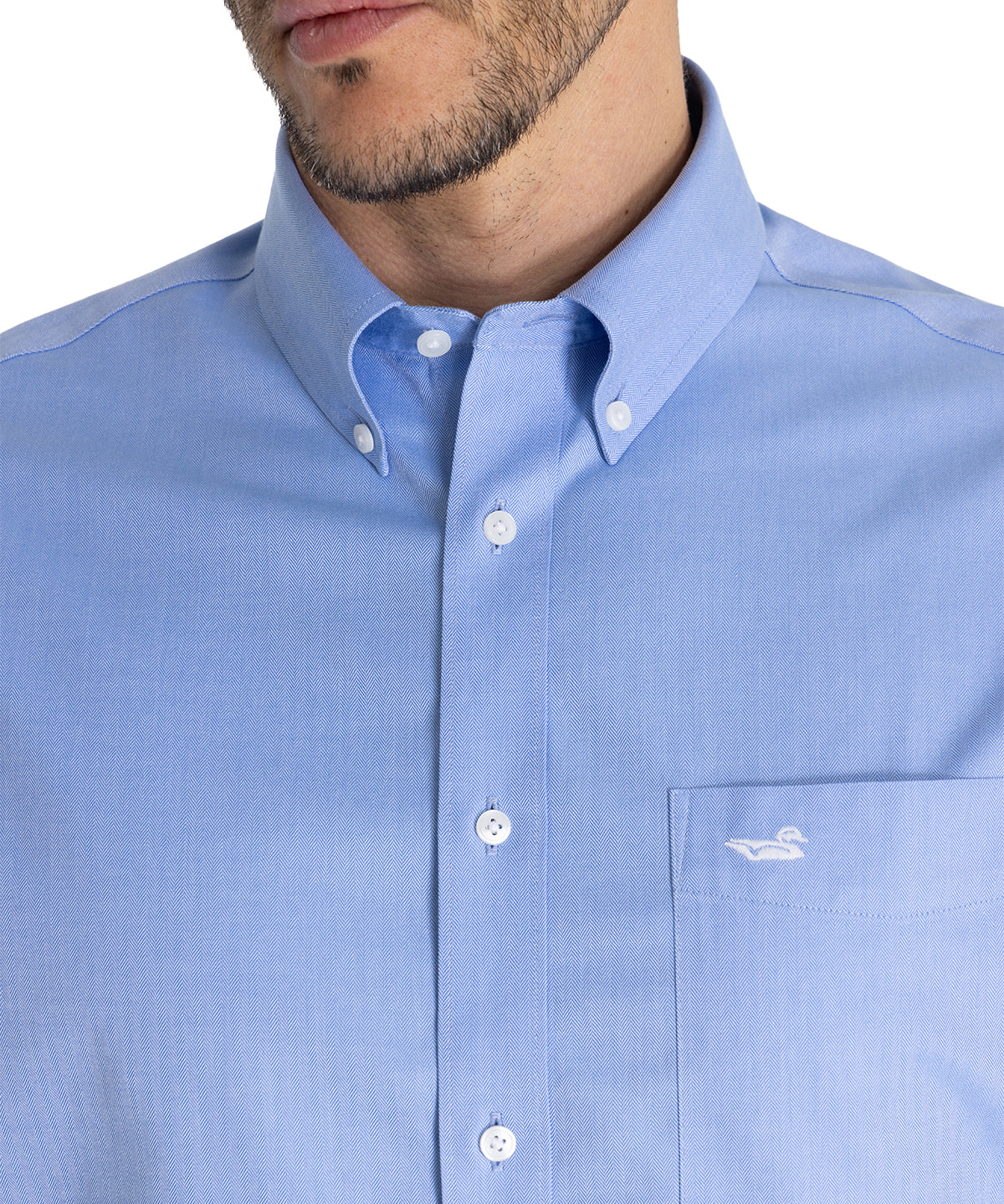 Camisa Libre De Arrugas Hombre Wor Cuello Button-Down Azul Rockford