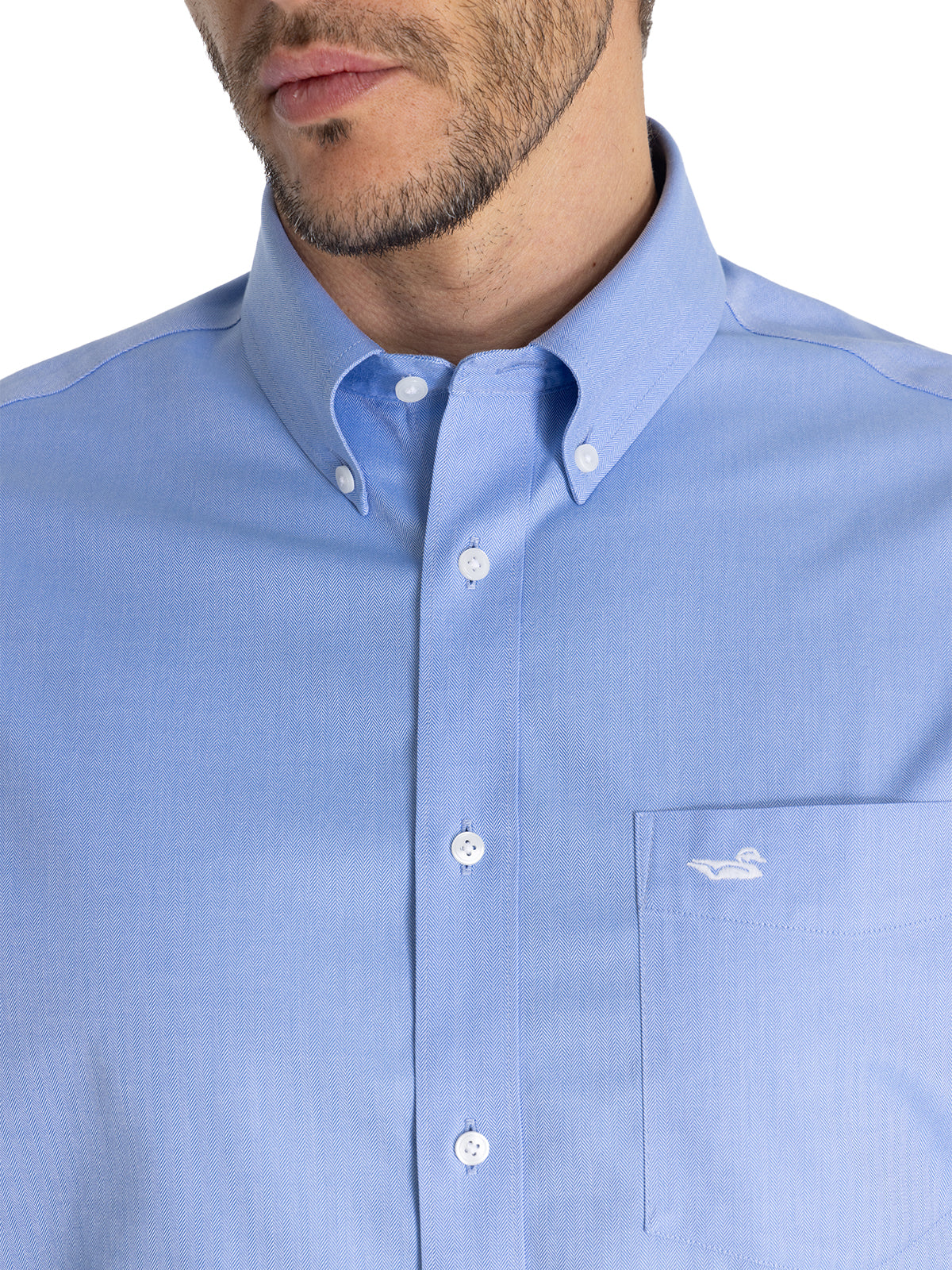 Camisa Libre De Arrugas Hombre Wor Cuello Button-Down Azul Rockford