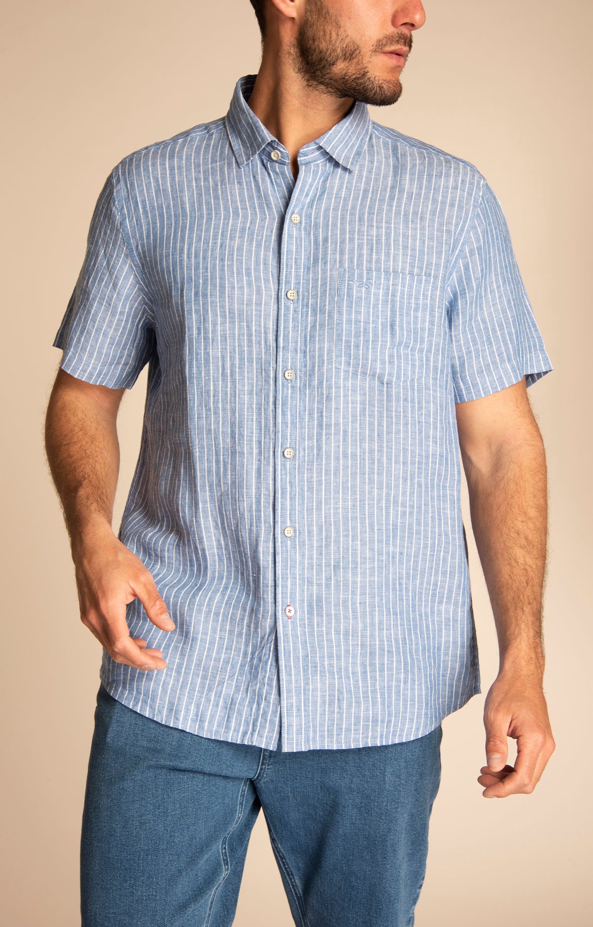 Camisa Hombre Stripeshirt Lino Orgánico
