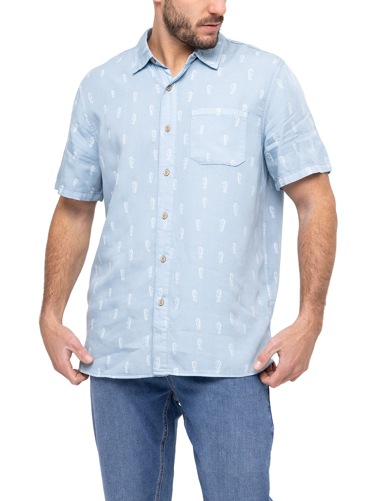 Camisa Tencel Hombre Denimprint Azul Rockford