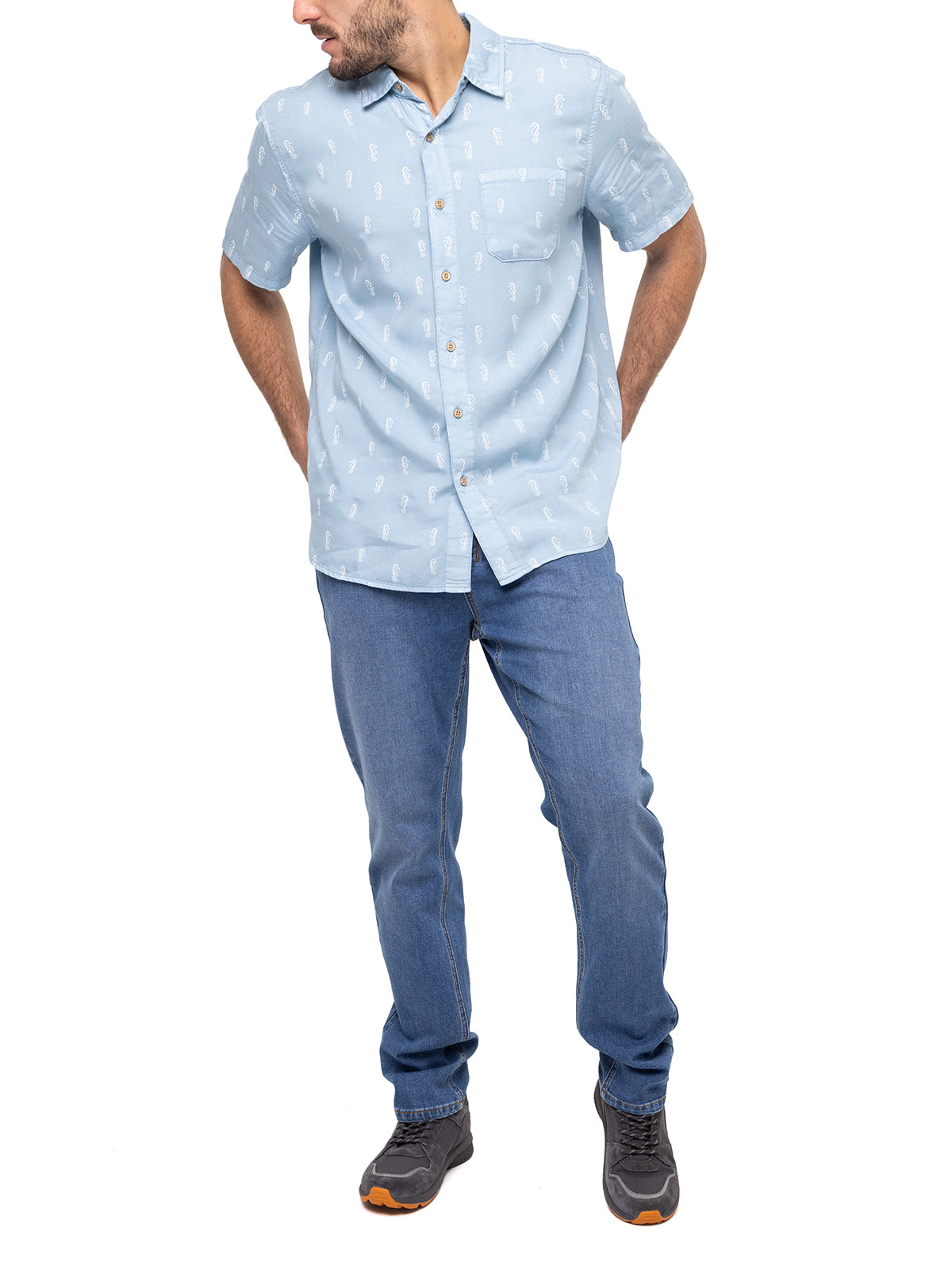 Camisa Tencel Hombre Denimprint Azul Rockford