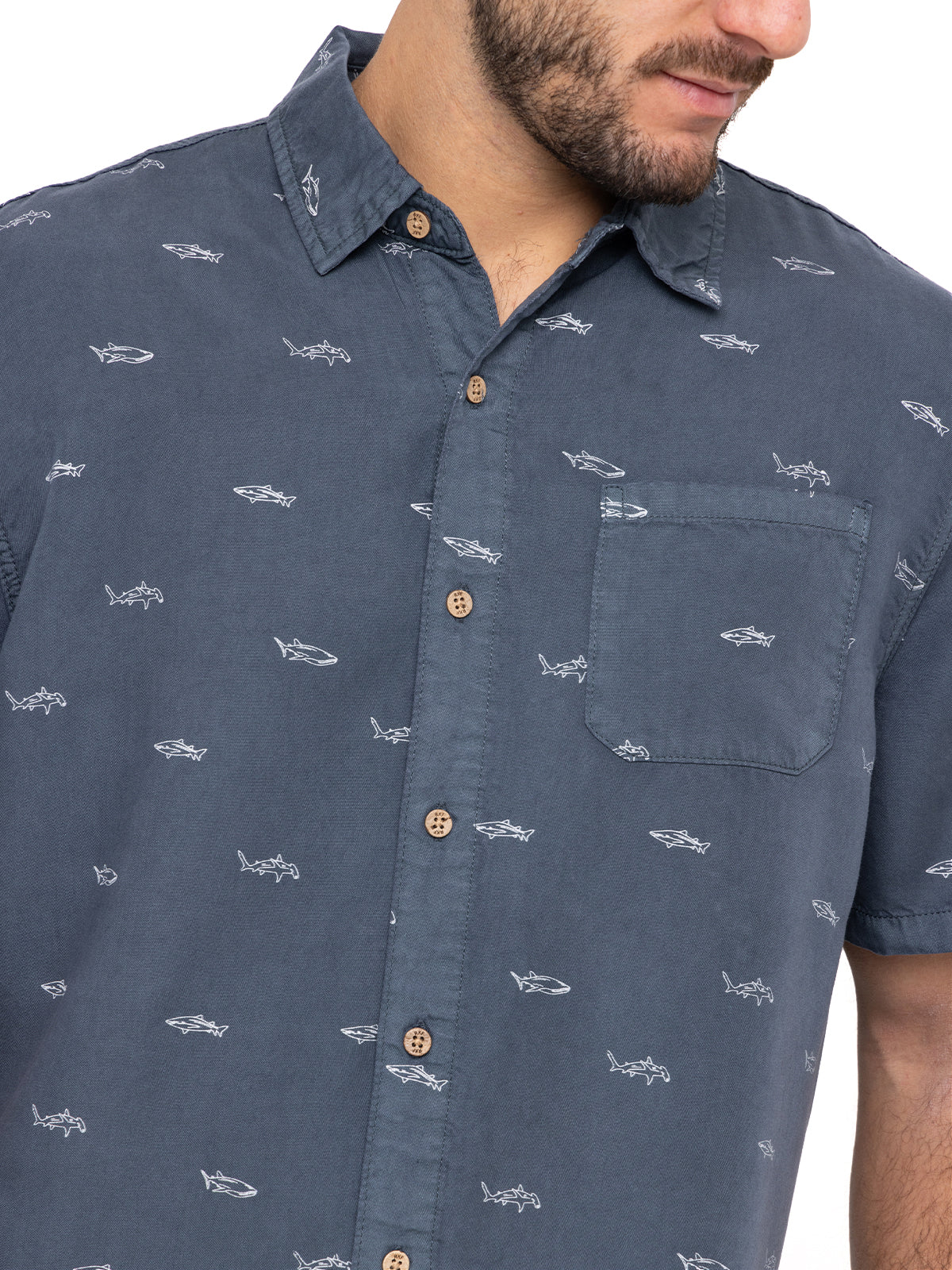 Camisa Tencel Hombre Denimprint Azul Marino Rockford