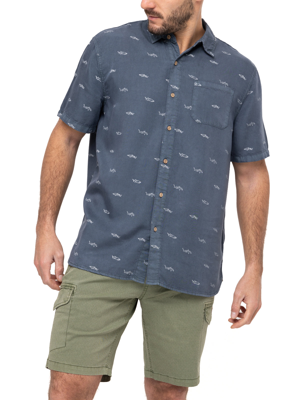 Camisa Tencel Hombre Denimprint Azul Marino Rockford