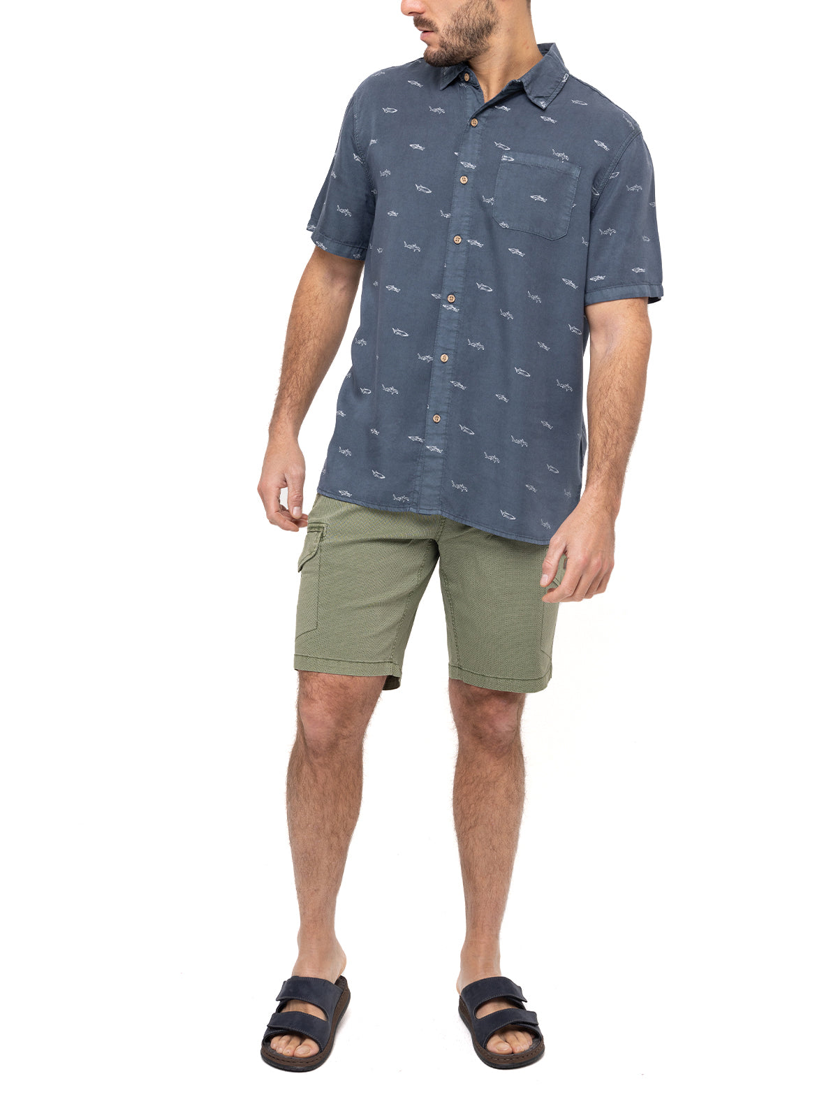 Camisa Tencel Hombre Denimprint Azul Marino Rockford