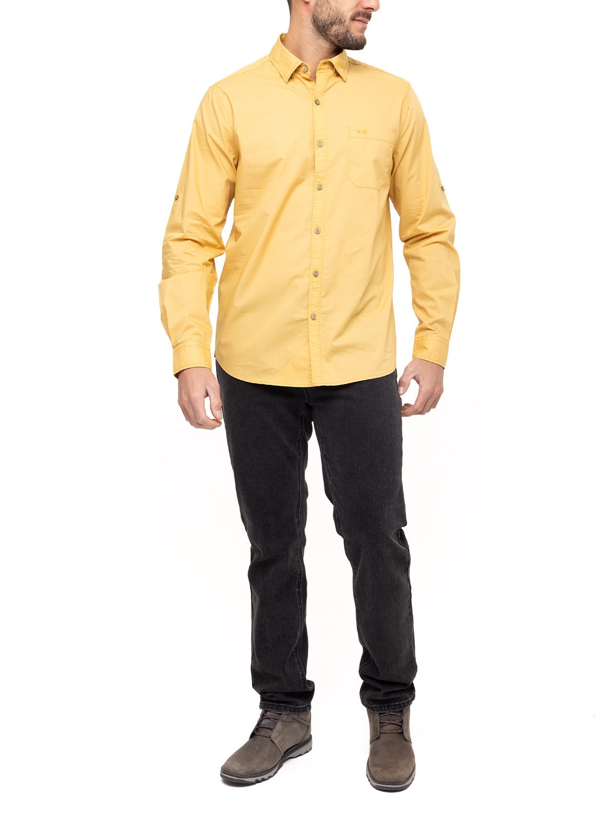 Camisa Algodón Orgánico Hombre Galiton Amarillo Rockford