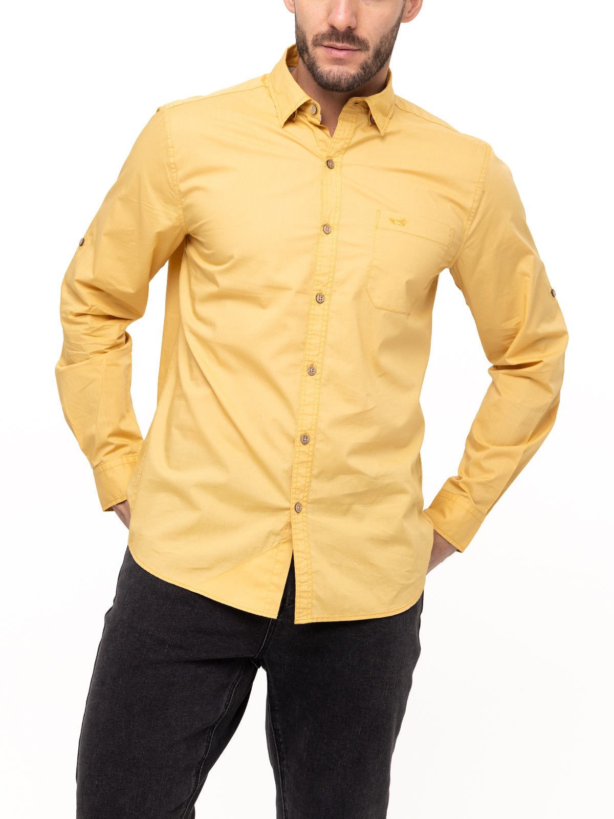 Camisa Algodón Orgánico Hombre Galiton Amarillo Rockford