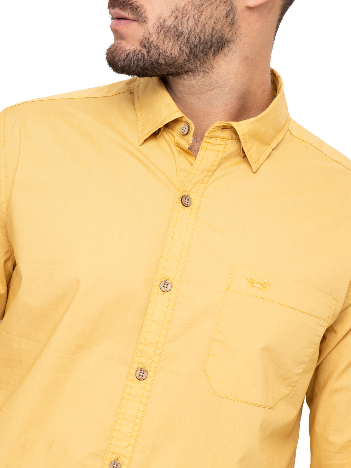 Camisa Algodón Orgánico Hombre Galiton Amarillo Rockford