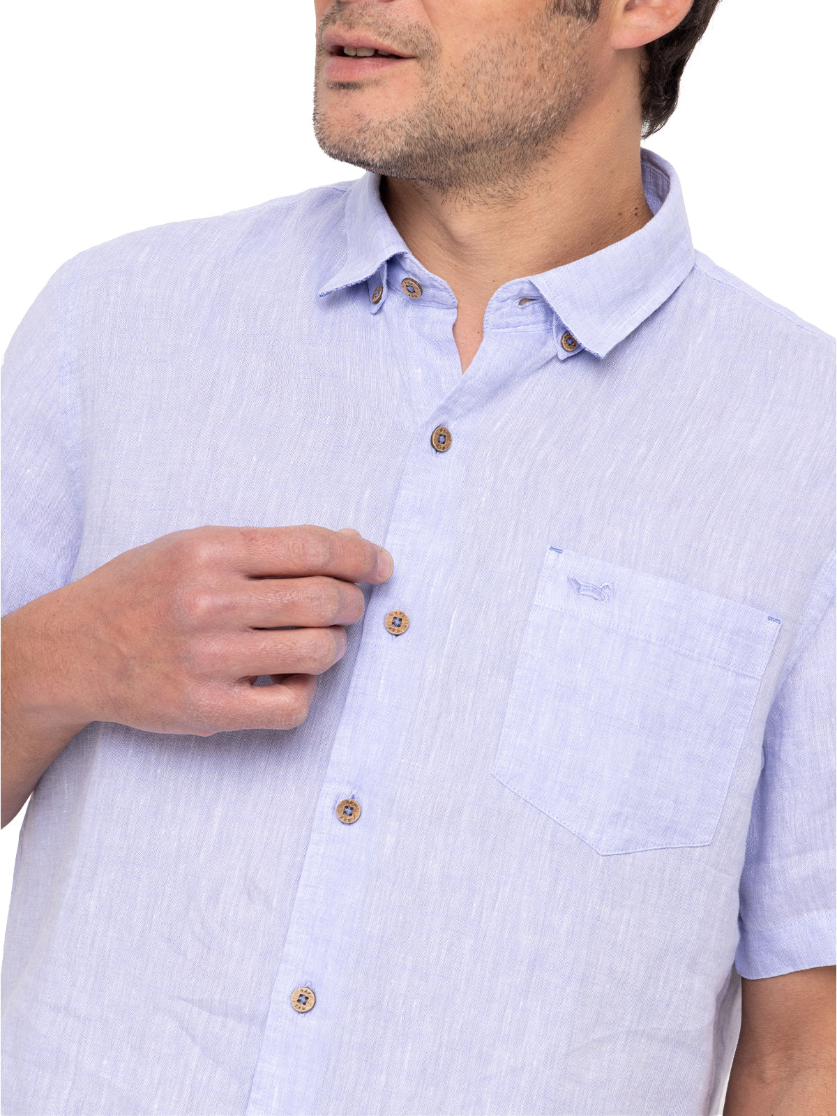 Camisa Lino Orgánico Hombre Linenshort Lila Rockford