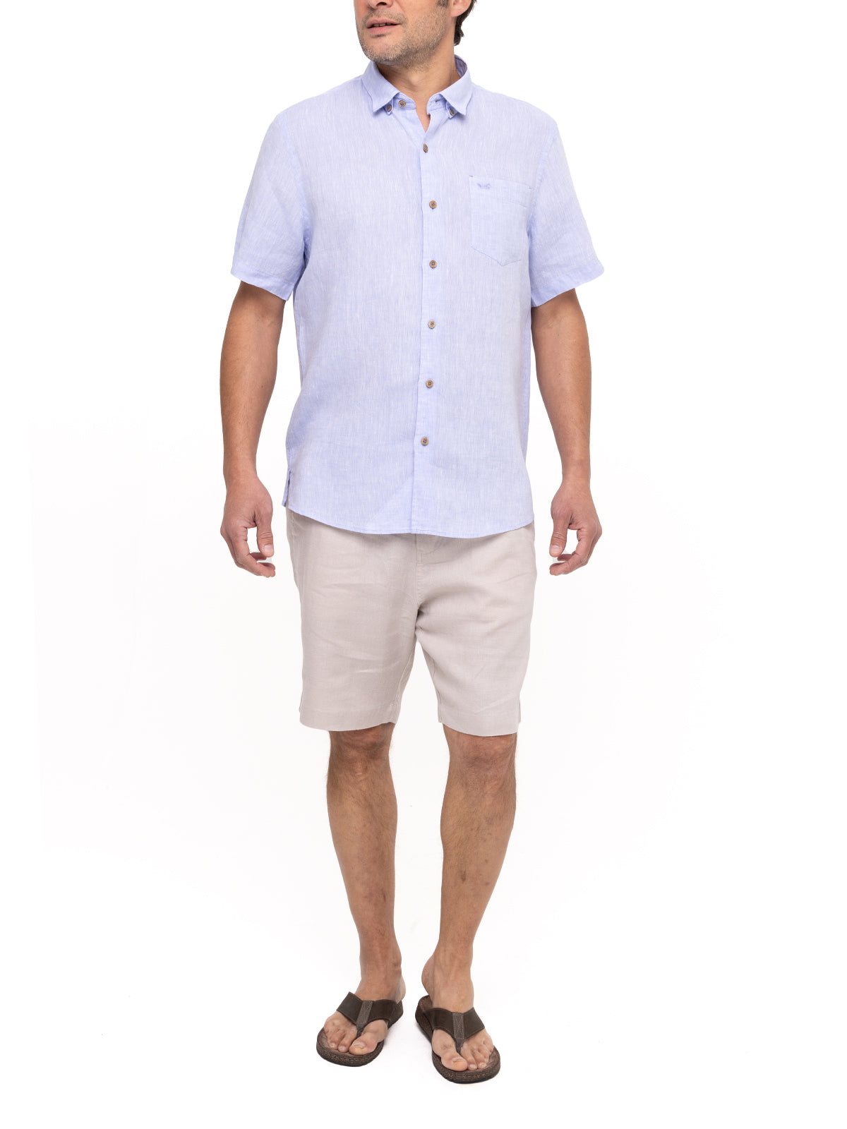 Camisa Lino Orgánico Hombre Linenshort Lila Rockford