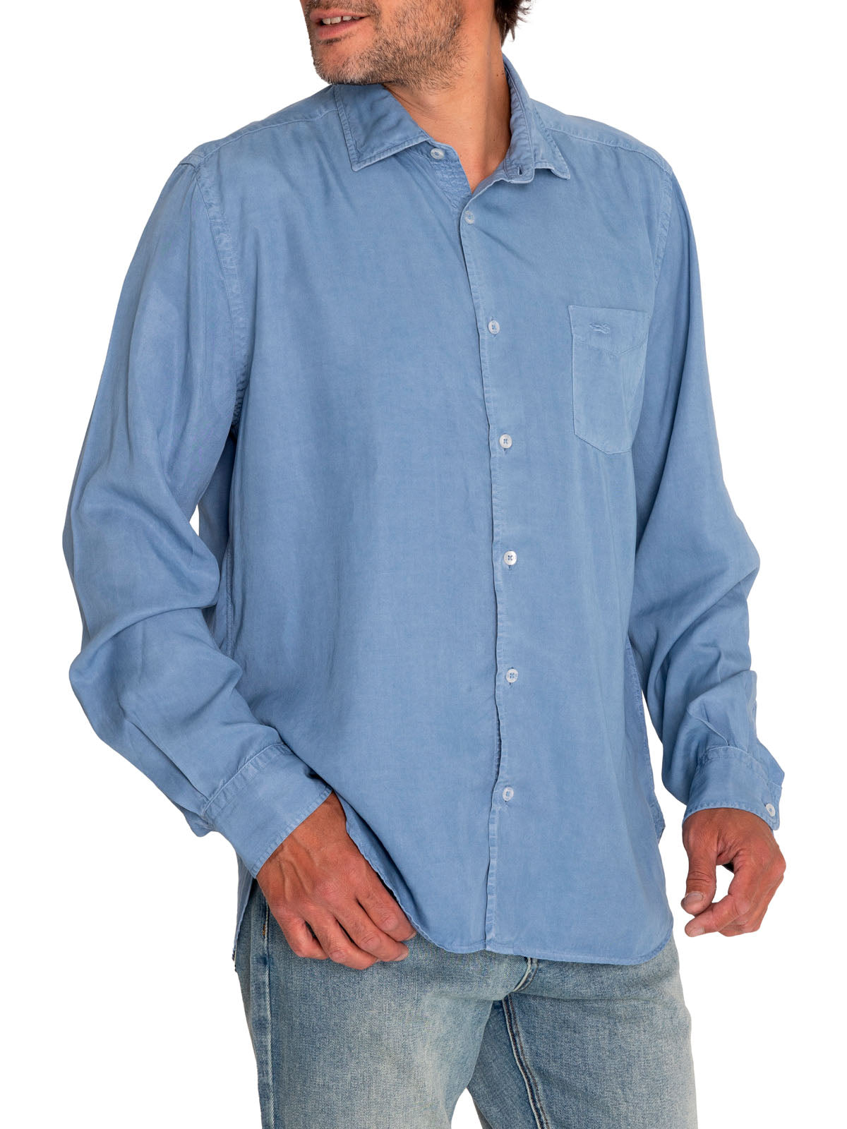 Camisa Tencel Hombre Aveiro Azul Rockford