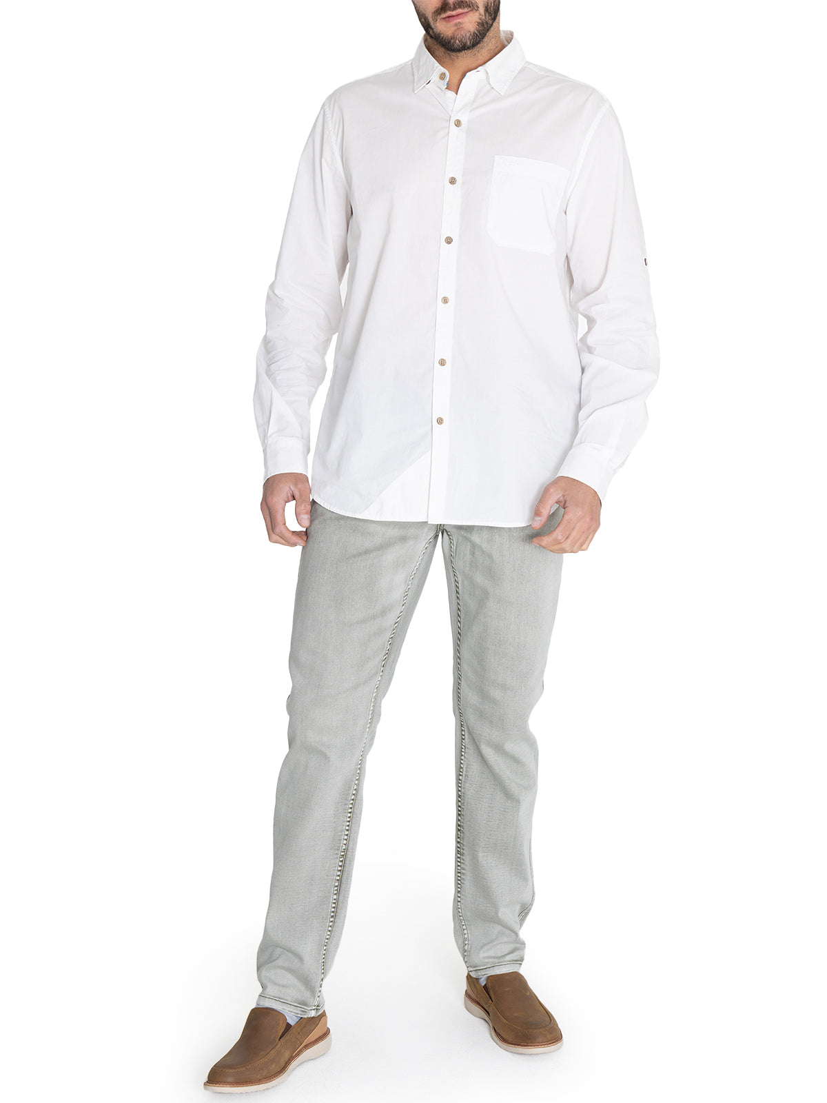 Camisa Algodón Orgánico Hombre Galiton Blanco Rockford