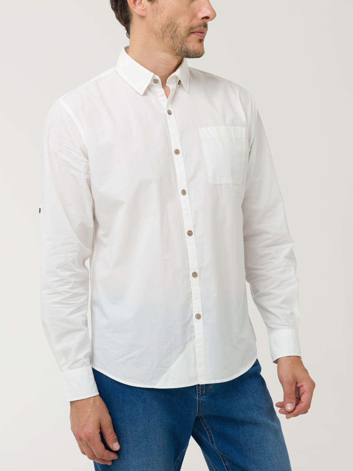 Camisa Algodón Orgánico Hombre Galiton Blanco Rockford
