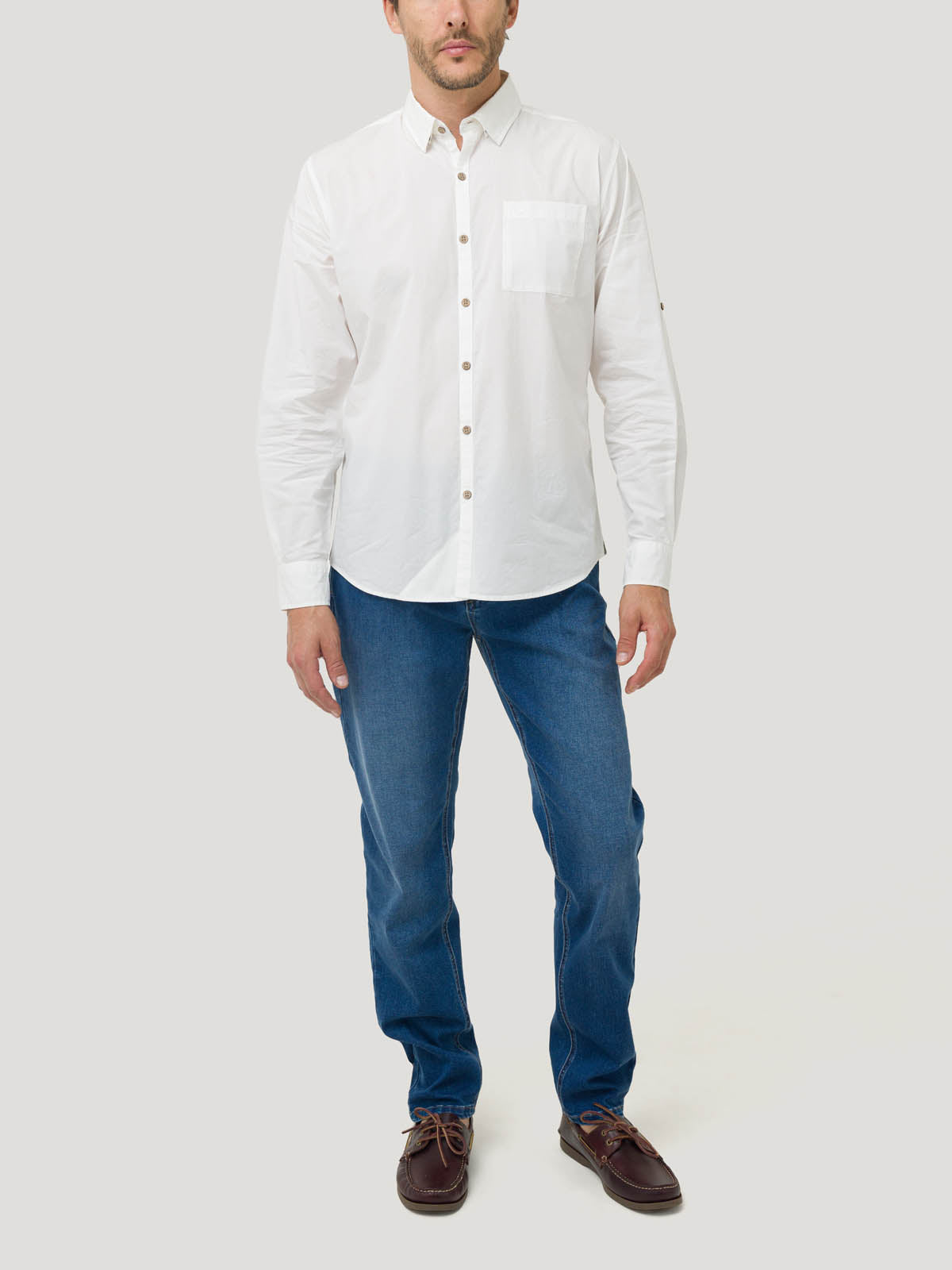 Camisa Algodón Orgánico Hombre Galiton Blanco Rockford