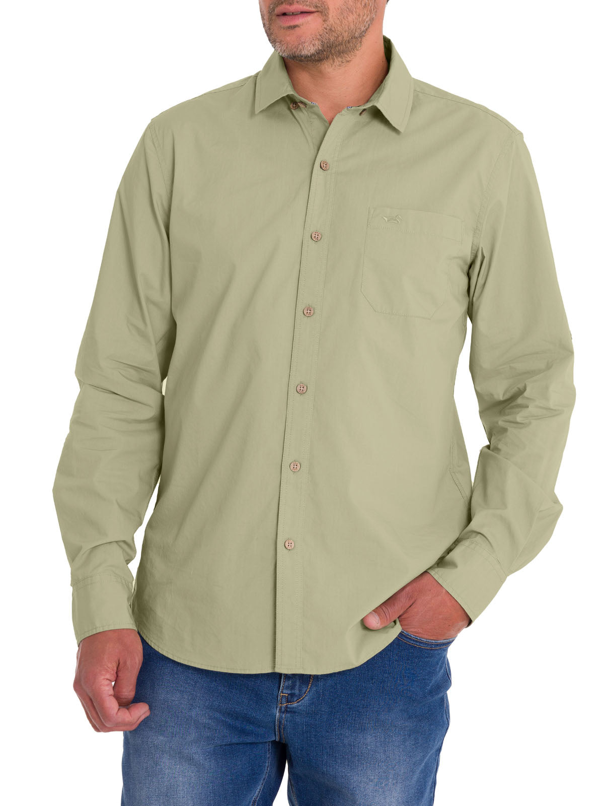 Camisa Algodón Orgánico Hombre Galiton Verde Rockford