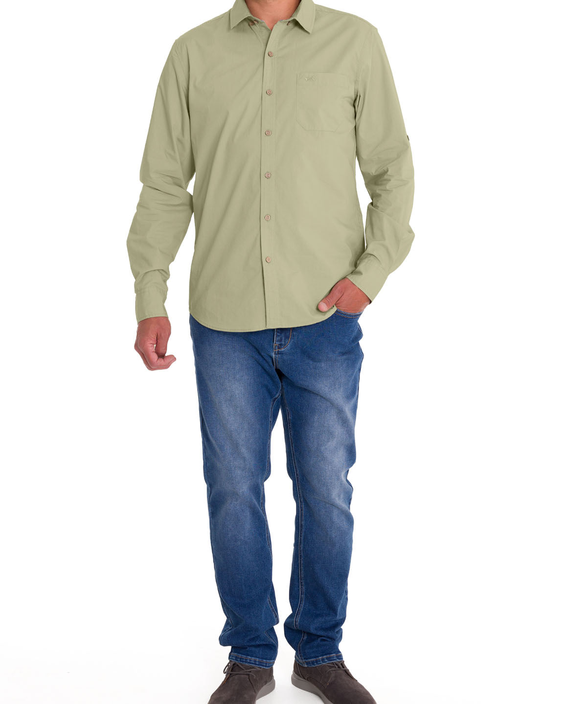 Camisa Algodón Orgánico Hombre Galiton Verde Rockford