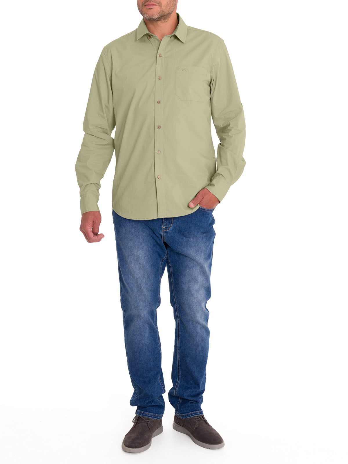 Camisa Algodón Orgánico Hombre Galiton Verde Rockford