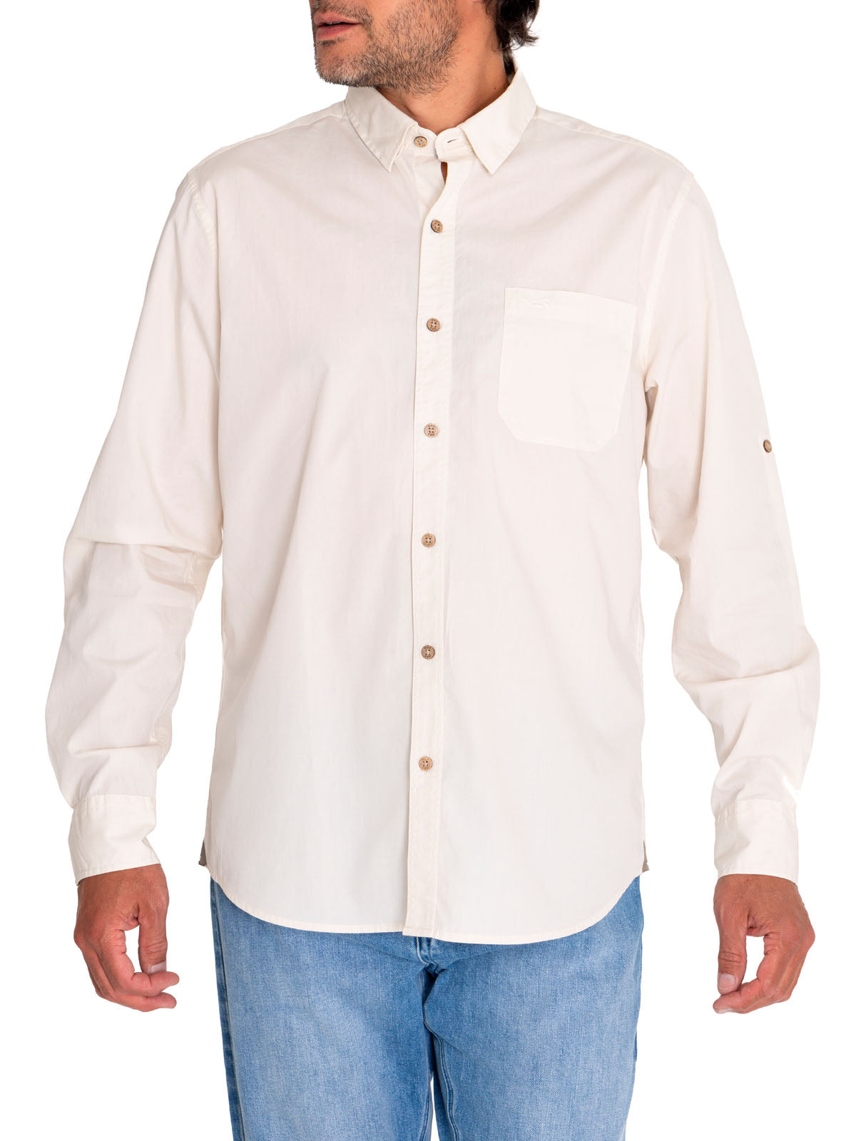Camisa Algodón Orgánico Hombre Galiton Beige/Crudo Rockford