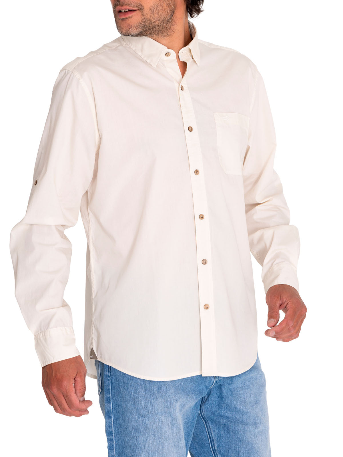 Camisa Algodón Orgánico Hombre Galiton Beige/Crudo Rockford