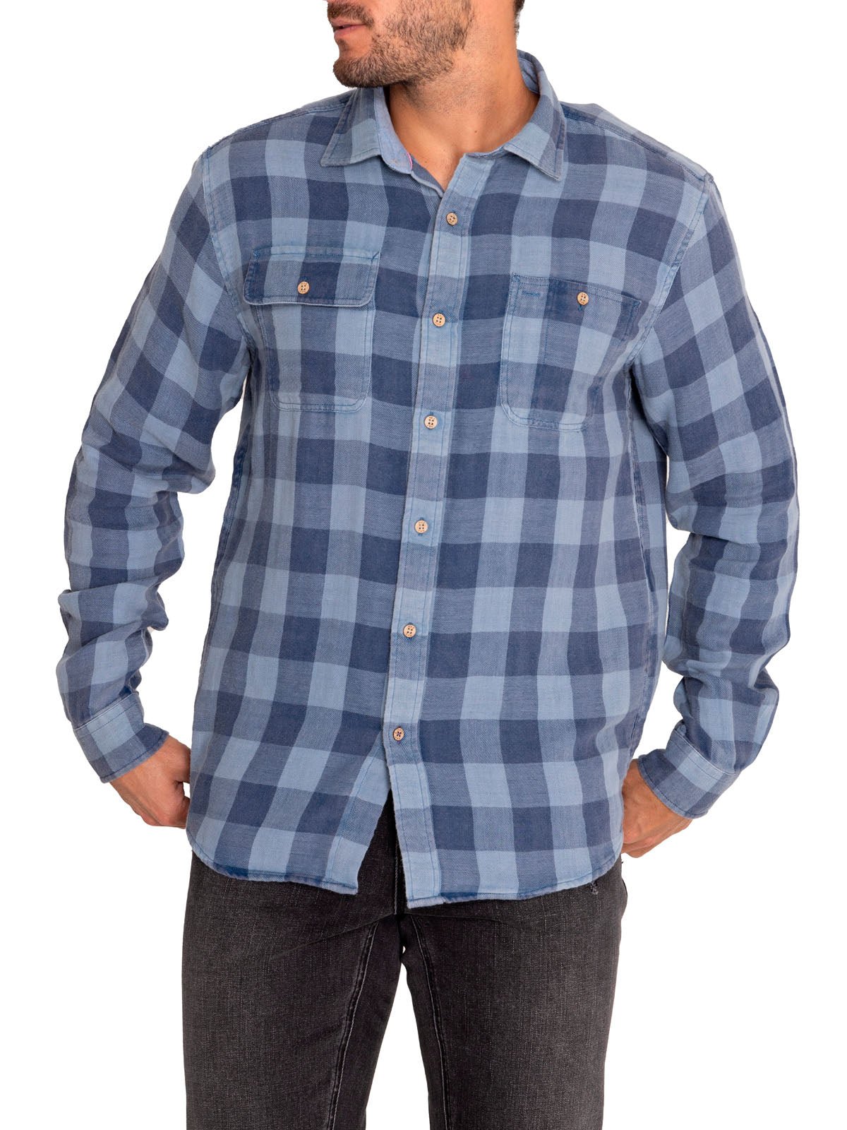 Camisa Algodón Orgánico Hombre Bradford Azul Rockford
