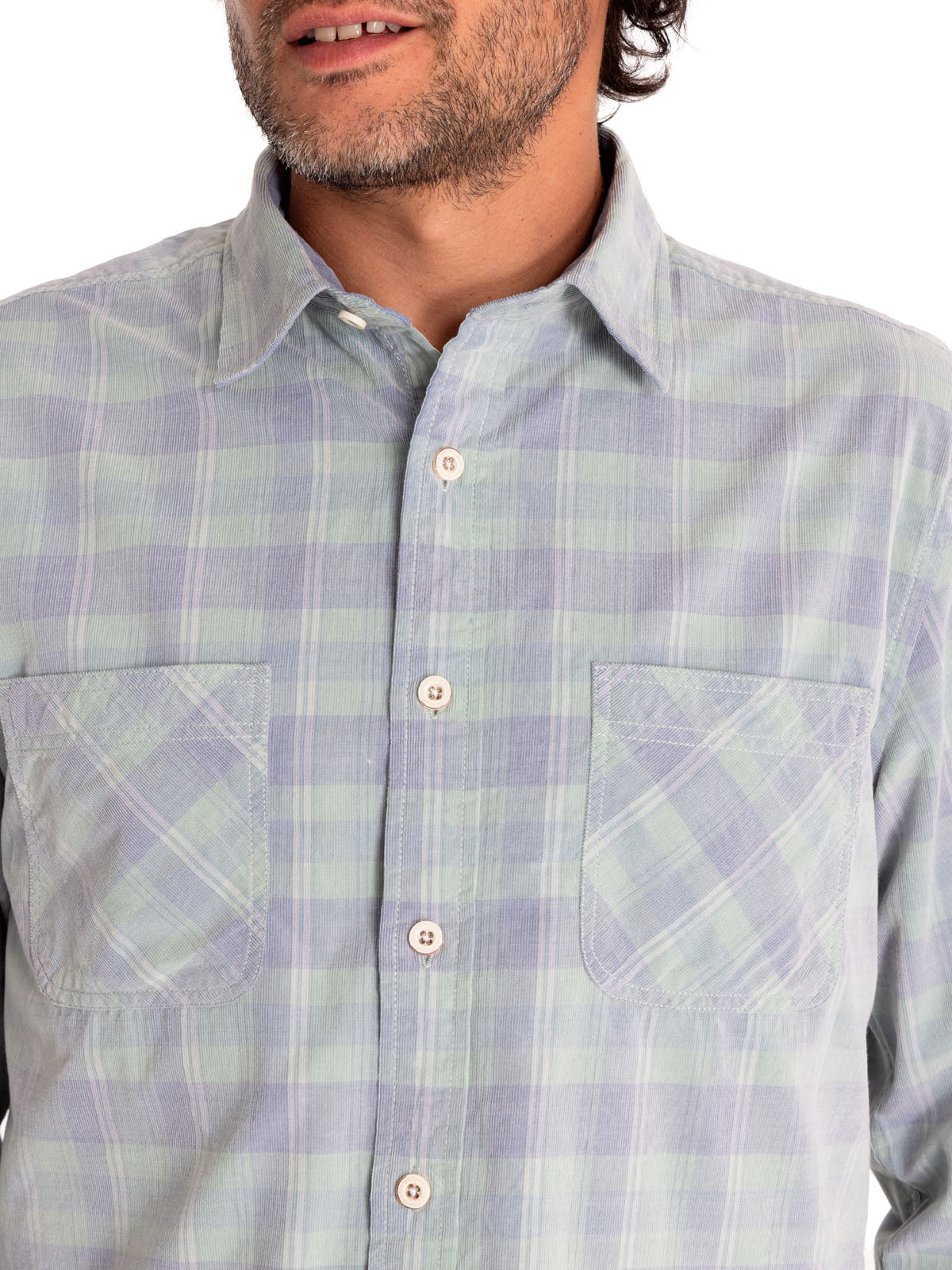 Camisa Algodón Orgánico Hombre Tartancord Verde Rockford