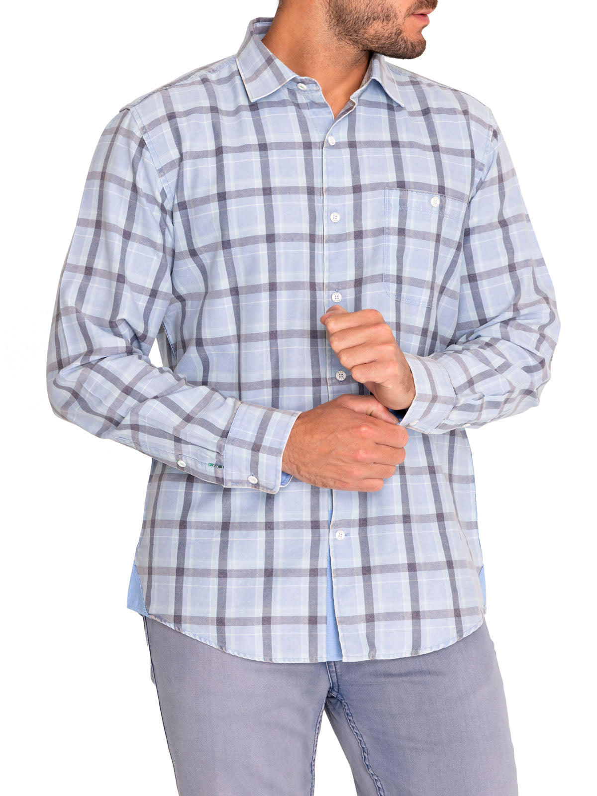 Camisa Algodón Orgánico Hombre Arbed Azul Rockford