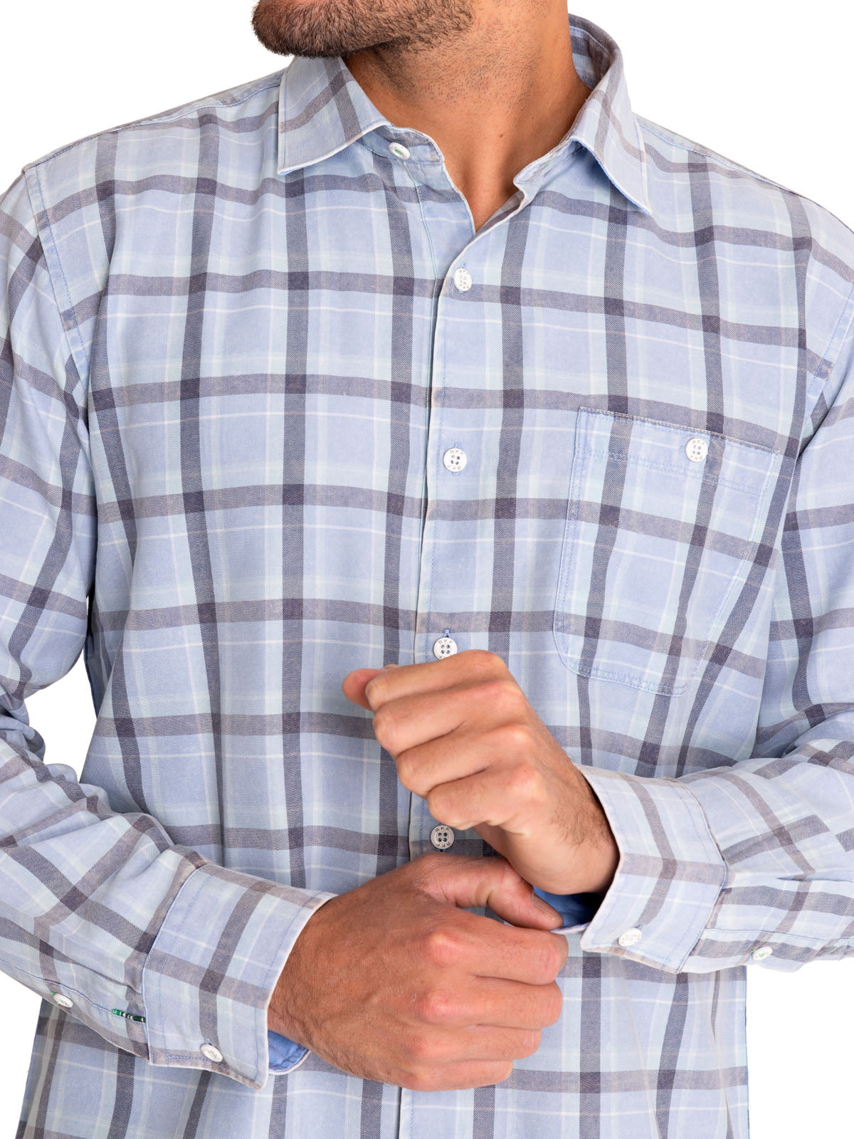 Camisa Algodón Orgánico Hombre Arbed Azul Rockford