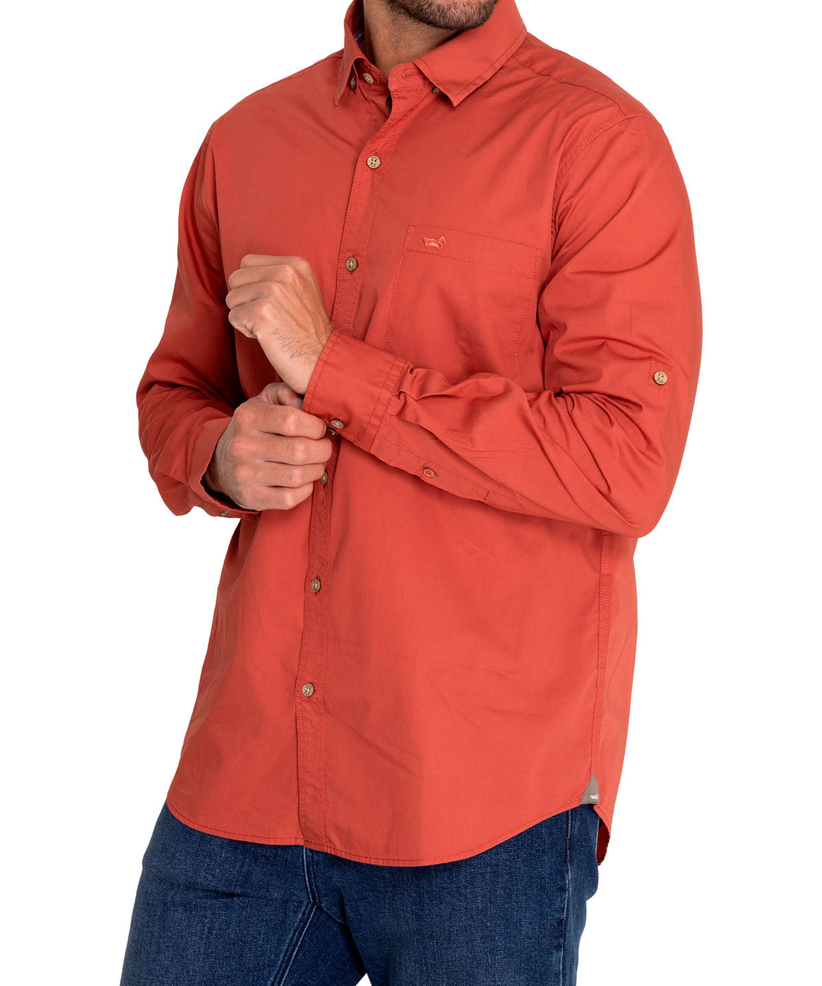 Camisa Algodón Orgánico Hombre Galiton Naranjo Rockford