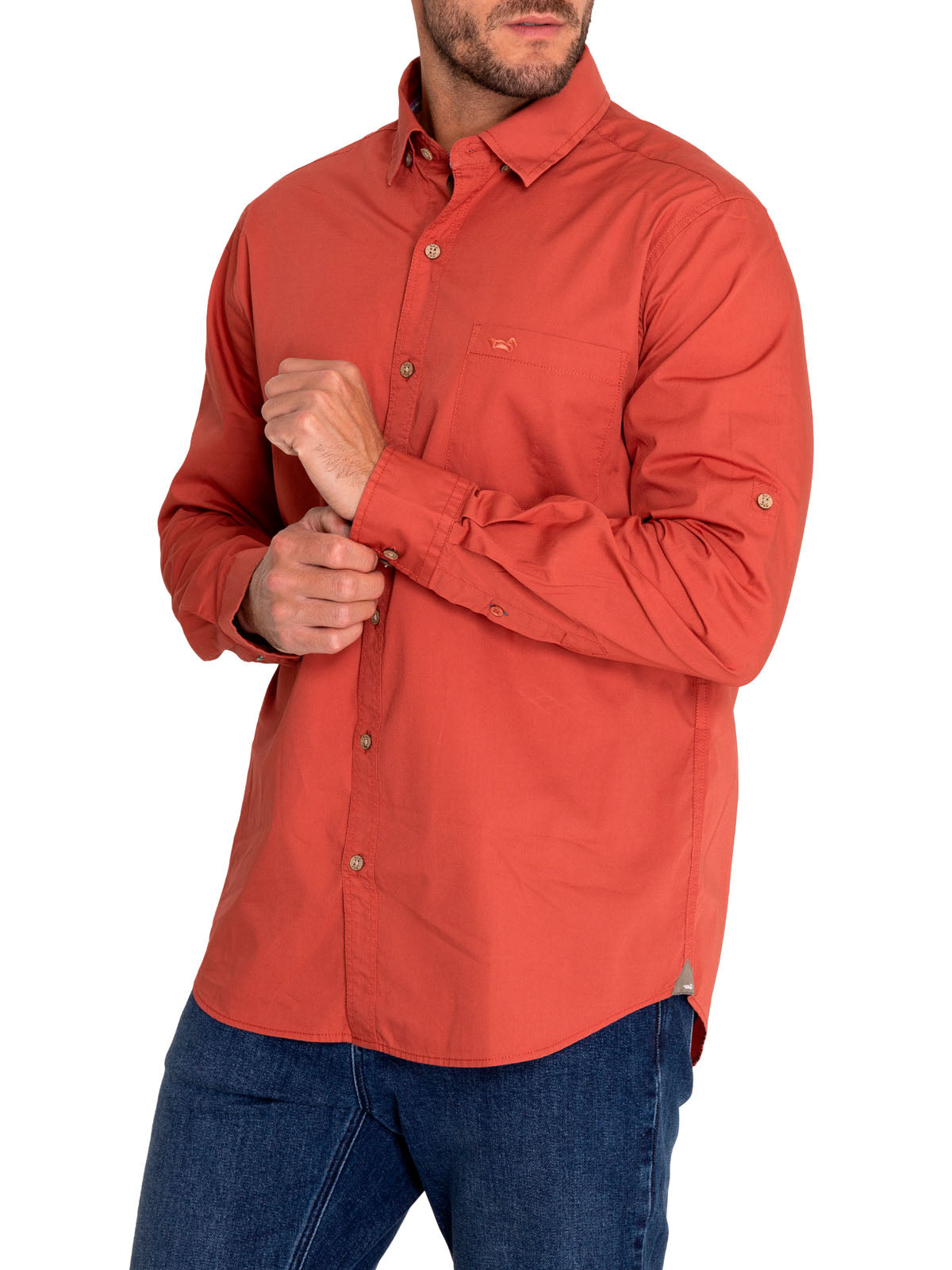 Camisa Algodón Orgánico Hombre Galiton Naranjo Rockford