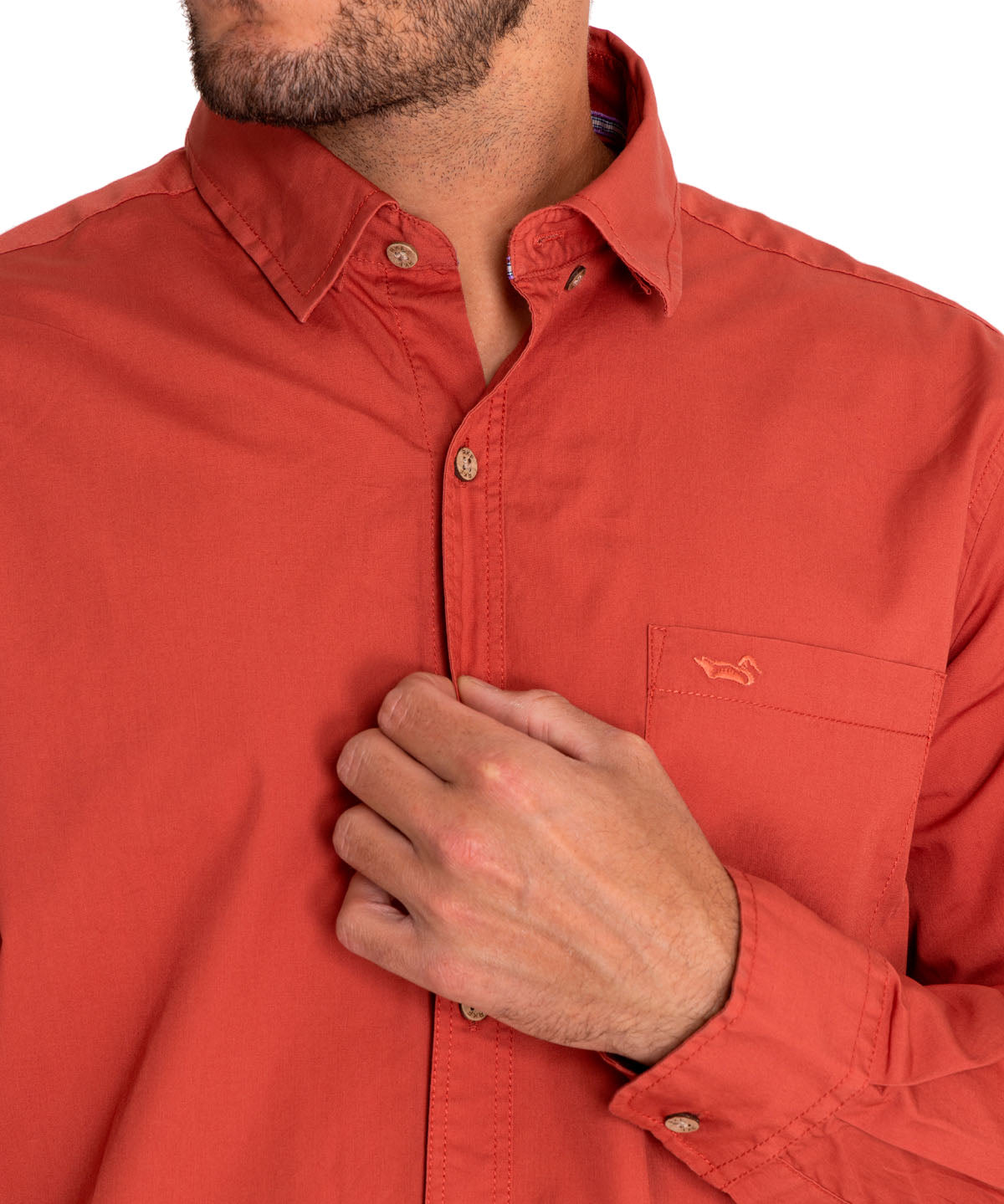 Camisa Algodón Orgánico Hombre Galiton Naranjo Rockford