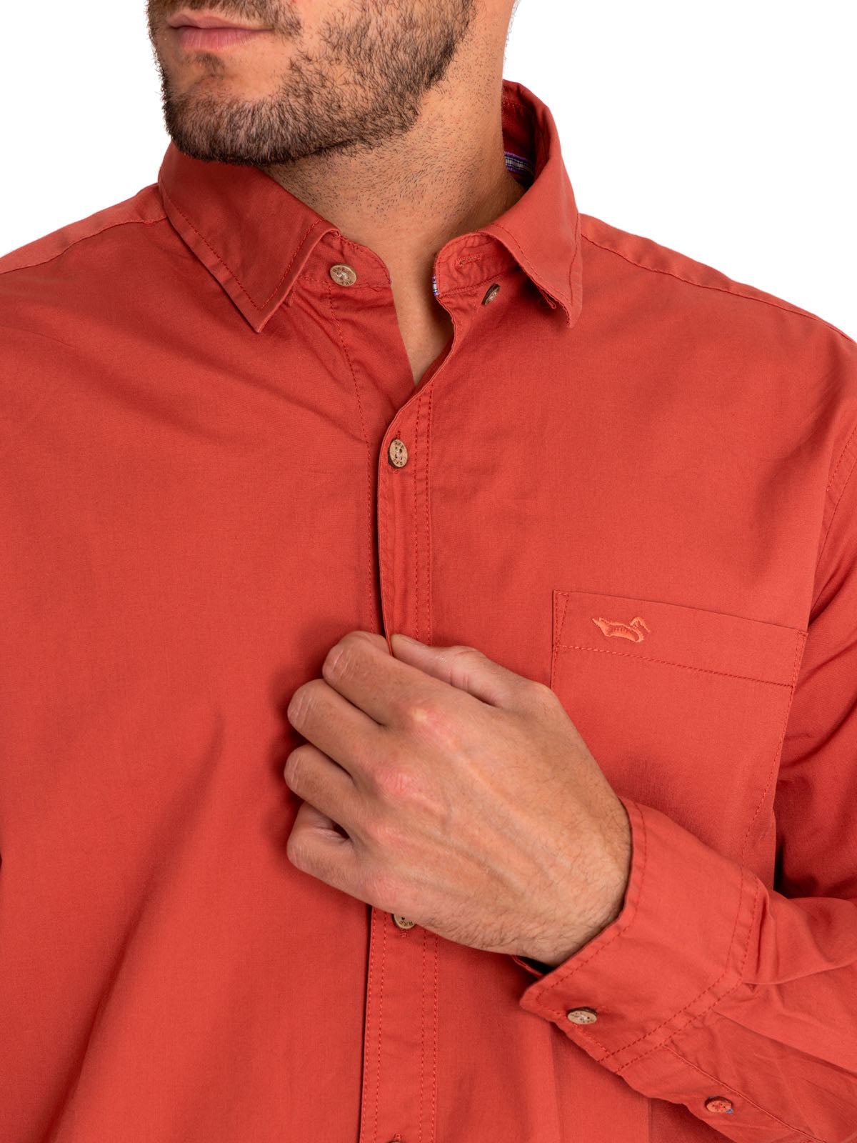 Camisa Algodón Orgánico Hombre Galiton Naranjo Rockford